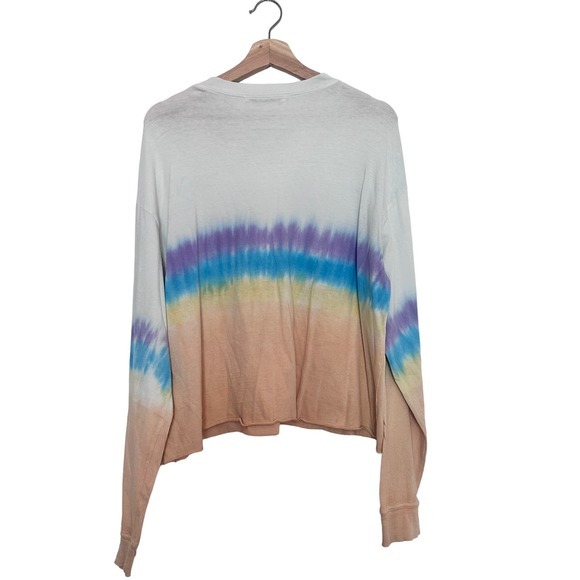Daydreamer Rainbow Tie Dye Cropped Long Sleeve Tee size M - Picture 2 of 7